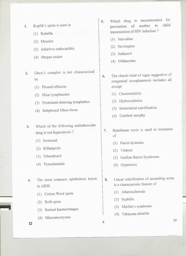 RPSC Asst. Professor General Medicine question paper 2020 page 1 instructions scan PDF download
