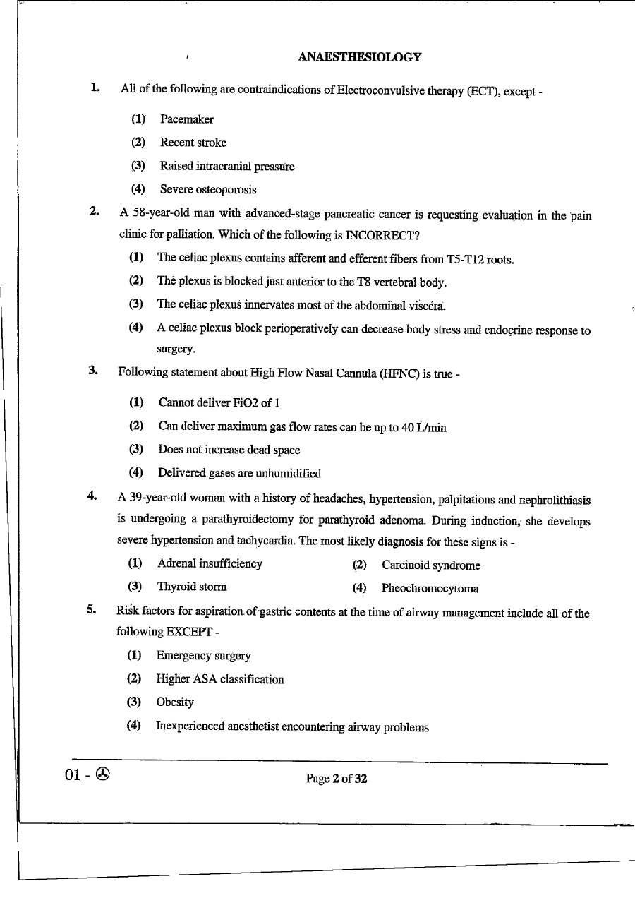 RPSC Asst. Professor Medical Edu. 2021 Anaesthesiology question paper page 1 instructions scan PDF download