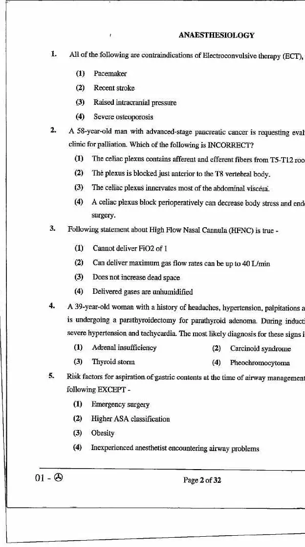 RPSC Asst. Professor Medical Edu. 2021 Anaesthesiology question paper page 1 instructions scan PDF download