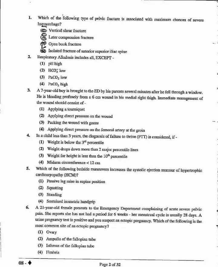 RPSC Asst. Professor Medical Edu. 2021 Emergency Medicine question paper page 1 instructions scan PDF download