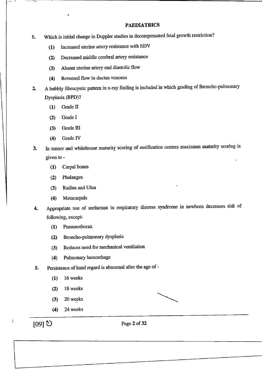 RPSC Asst. Professor Medical Edu. 2021 Paediatrics question paper page 1 instructions scan PDF download