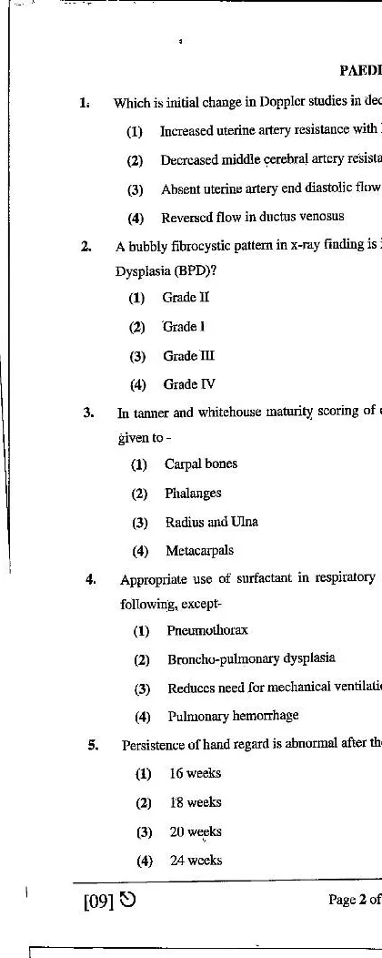 RPSC Asst. Professor Medical Edu. 2021 Paediatrics question paper page 1 instructions scan PDF download