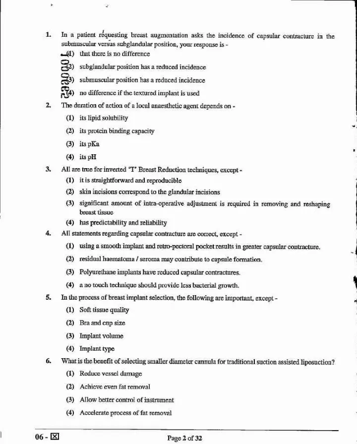 RPSC Asst. Professor Medical Edu. 2021 Plastic & Reconstructive Surgery question paper page 1 instructions scan PDF download