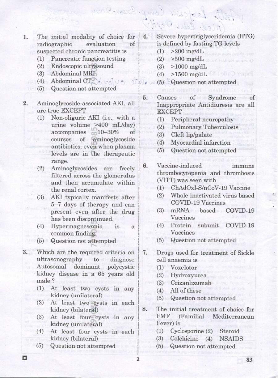 RPSC Asst. Professor Medical Edu 2024 Geriatrics question paper page 1 instructions scan PDF download