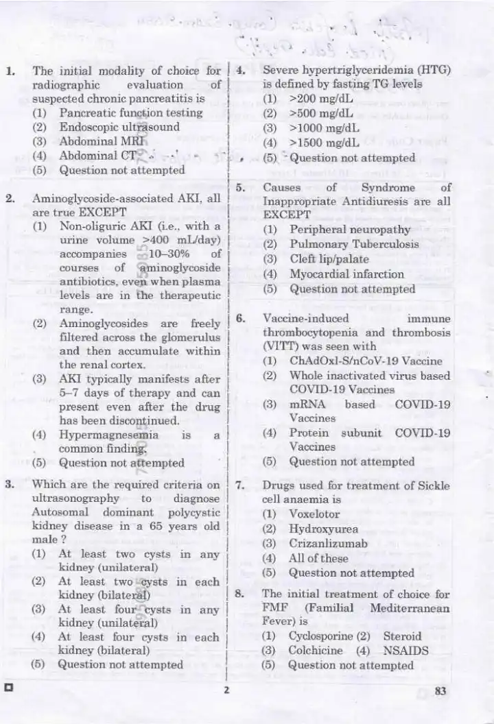 RPSC Asst. Professor Medical Edu 2024 Geriatrics question paper page 1 instructions scan PDF download