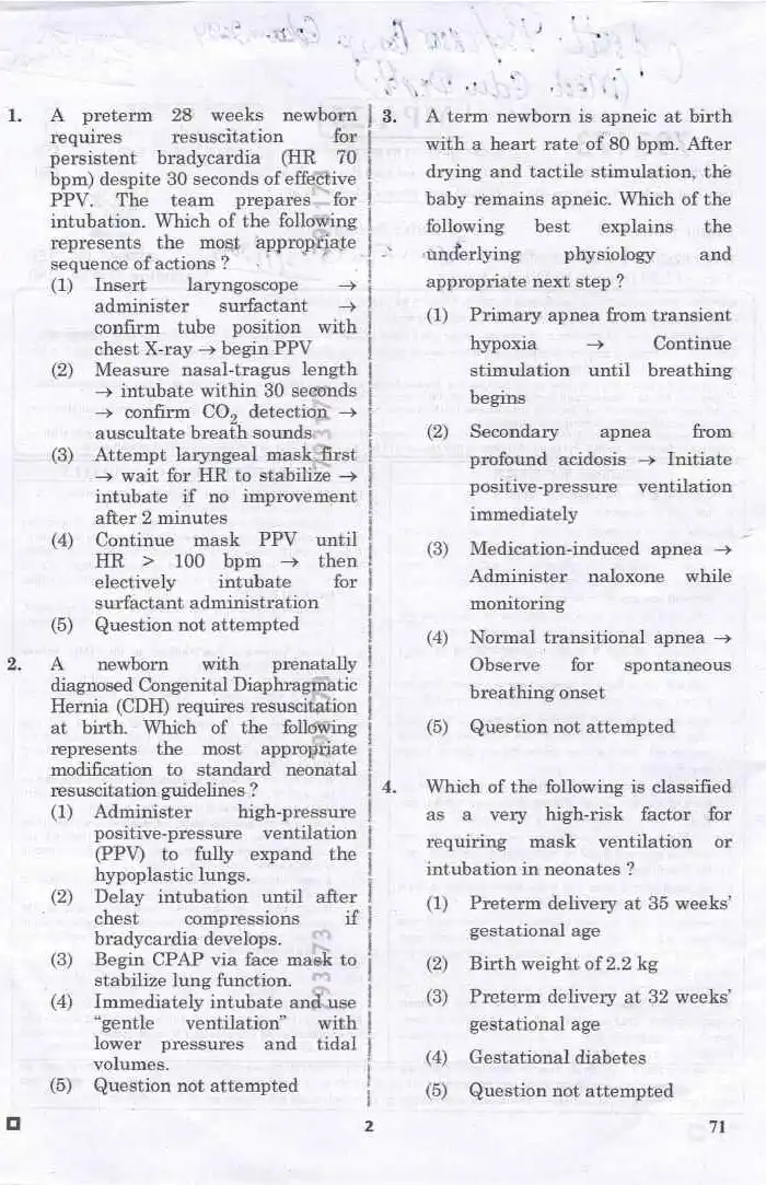 RPSC Asst. Professor (Medical Edu.) 2024 Neonatology question paper page 1 instructions scan PDF download