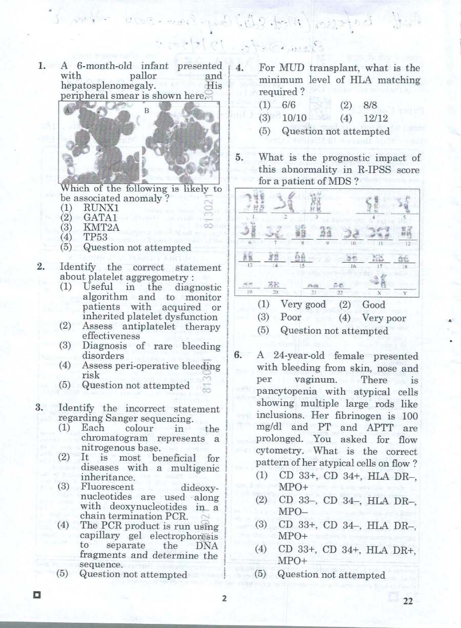 RPSC Asst. Professor Clinical Hematology 2024 question paper page 1 instructions scan PDF download