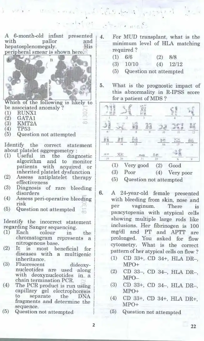 RPSC Asst. Professor Clinical Hematology 2024 question paper page 1 instructions scan PDF download