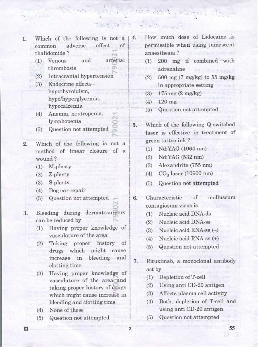 RPSC Asst. Professor Medical Edu. Comp. Exam 2024 Dermatology Venereology Leprosy question paper page 1 instructions scan PDF download