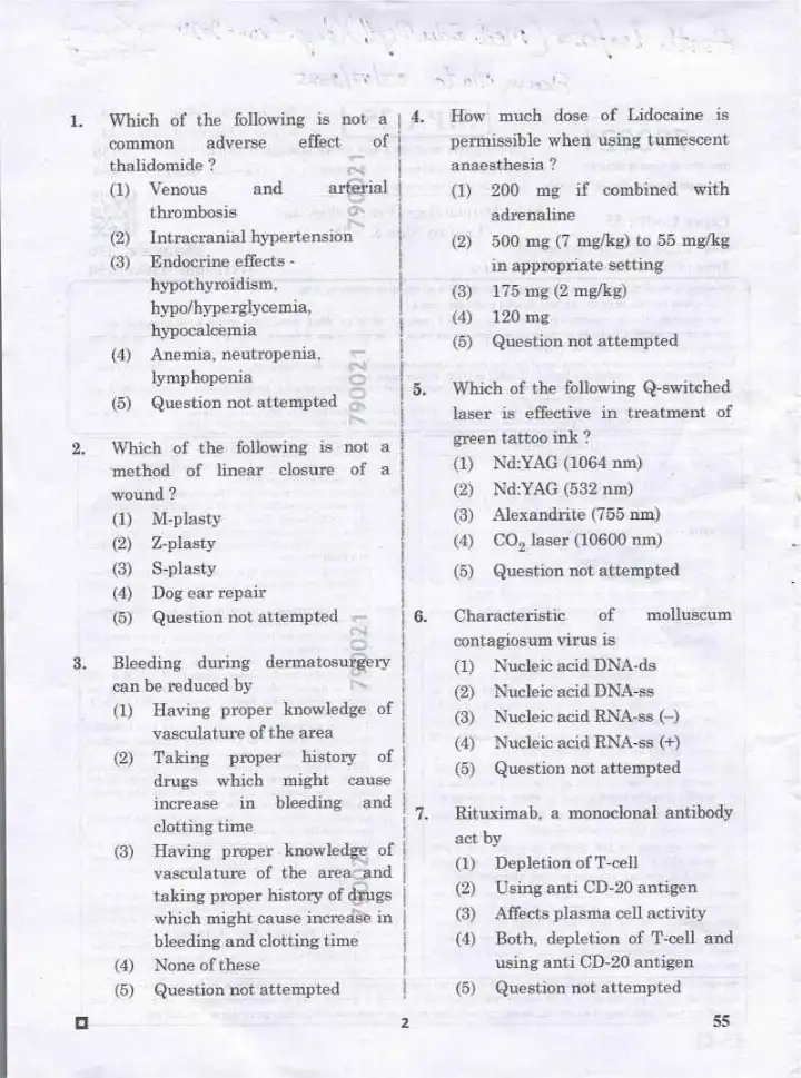 RPSC Asst. Professor Medical Edu. Comp. Exam 2024 Dermatology Venereology Leprosy question paper page 1 instructions scan PDF download