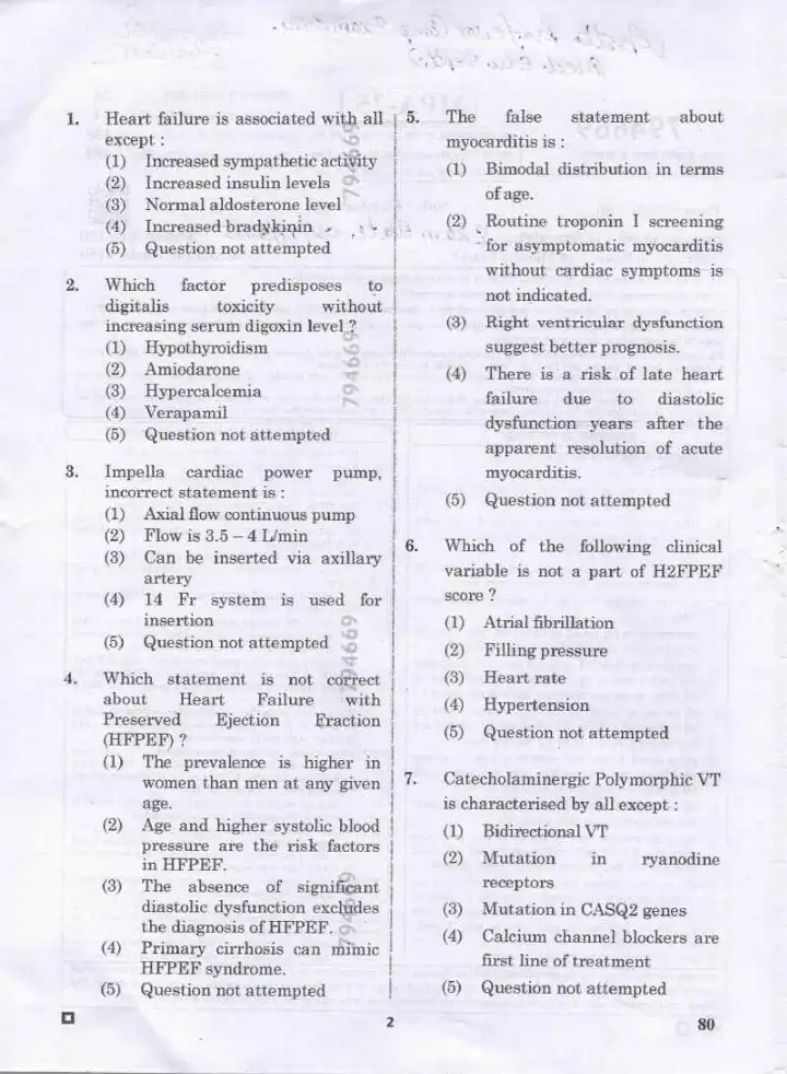 RPSC Asst. Professor Medical Edu Exam 2024 Cardiology question paper page 1 instructions scan PDF download