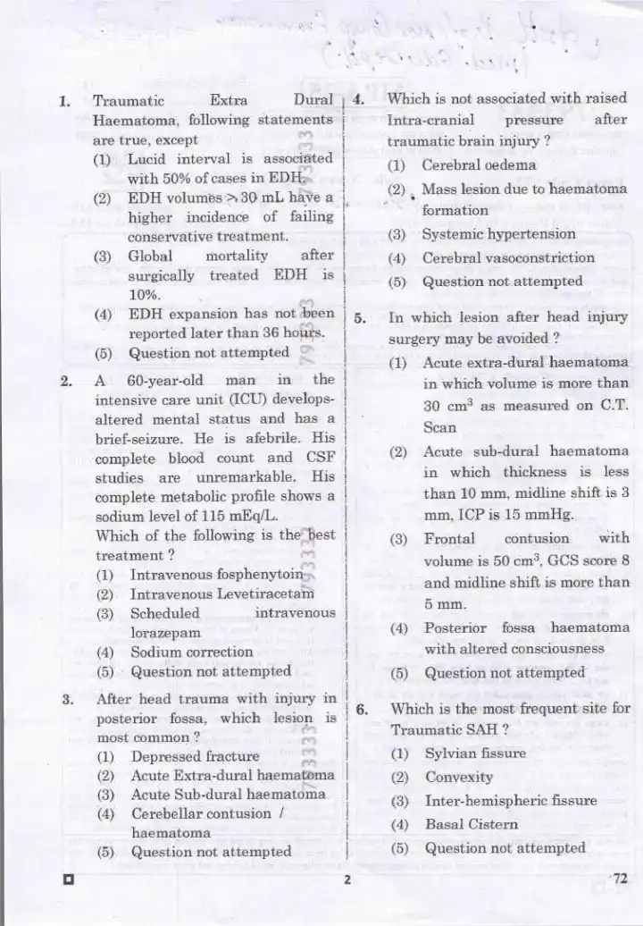 RPSC Asst. Professor Medical Edu Exam 2024 Neuro Surgery question paper page 1 instructions scan PDF download