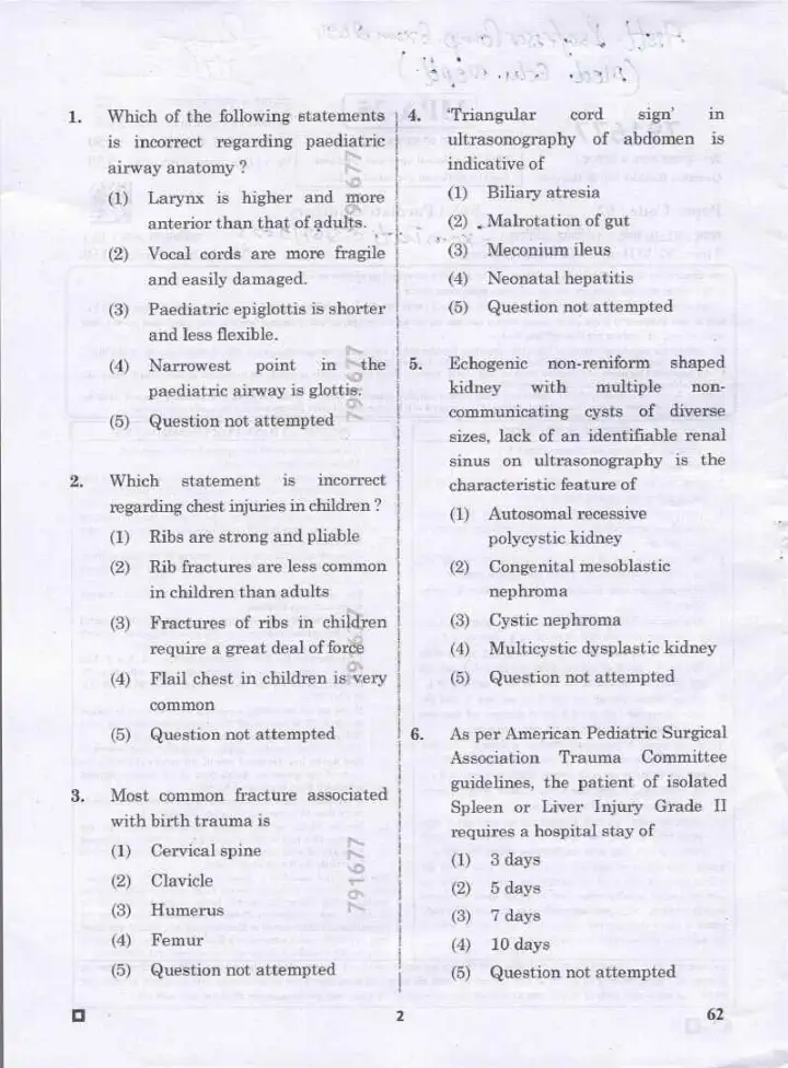 RPSC Asst. Professor Medical Edu. Paediatric Surgery 2024 question paper page 1 instructions scan PDF download