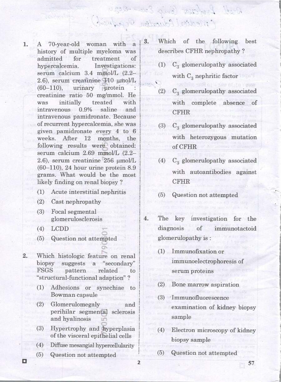 RPSC Asst. Professor Medical Education Nephrology Exam 2024 question paper page 1 instructions scan PDF download