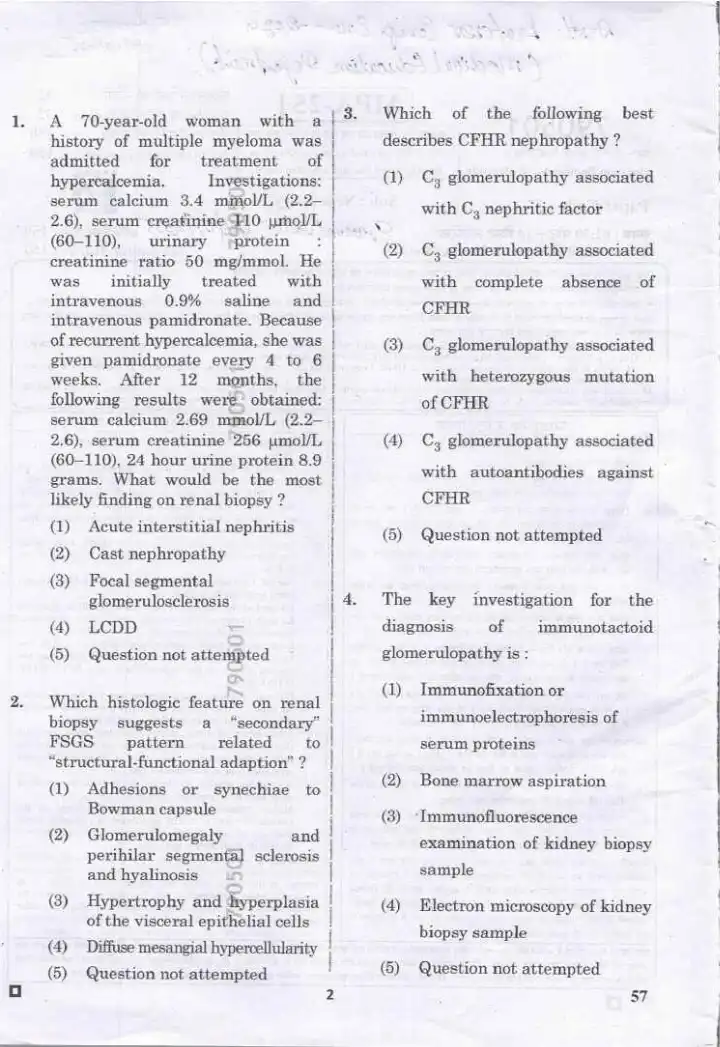 RPSC Asst. Professor Medical Education Nephrology Exam 2024 question paper page 1 instructions scan PDF download