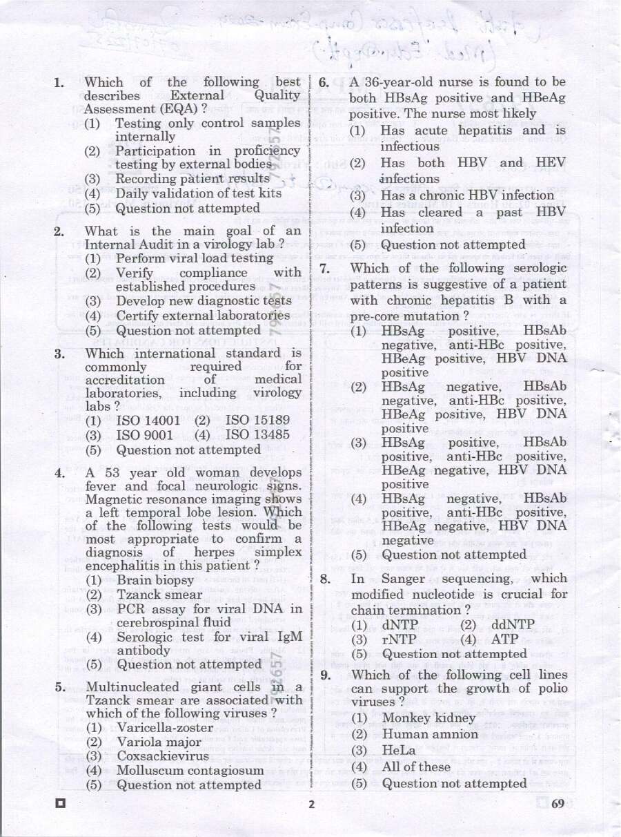 RPSC Asst. Professor Medical Education Virology exam 2024 question paper page 1 instructions scan PDF download