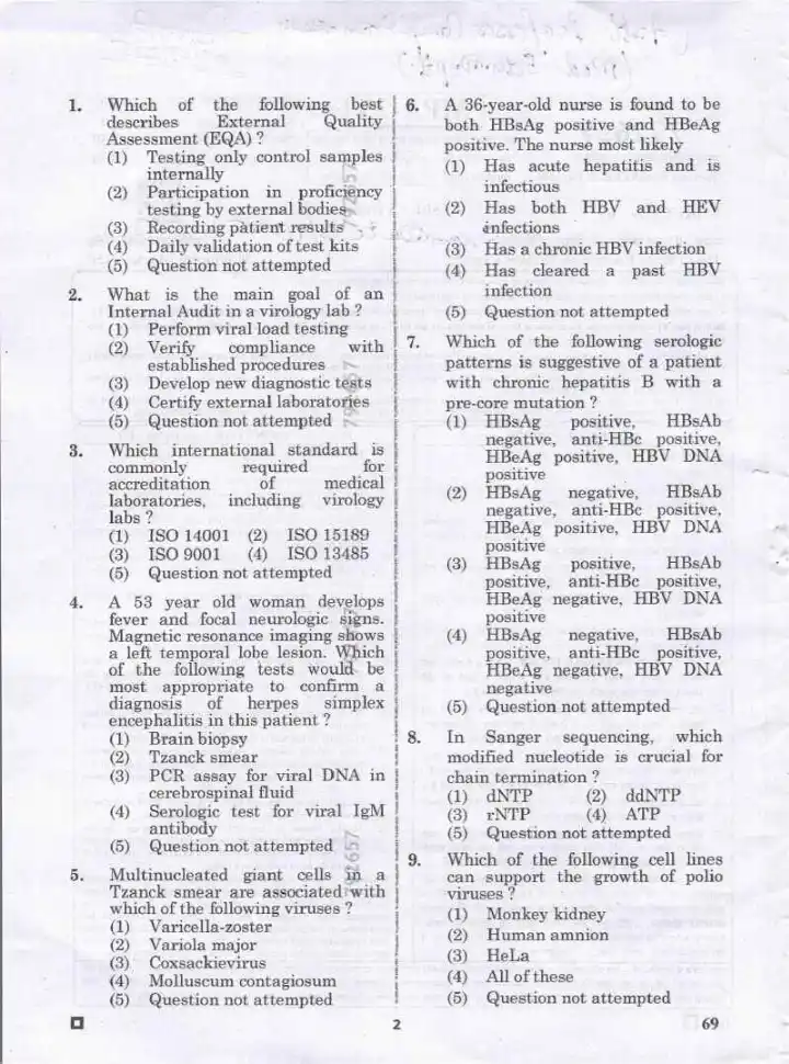 RPSC Asst. Professor Medical Education Virology exam 2024 question paper page 1 instructions scan PDF download
