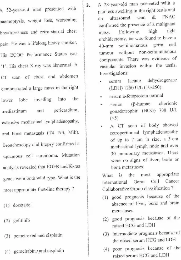 RPSC Asst. Professor Medical Oncology 2020 question paper page 1 instructions scan PDF download