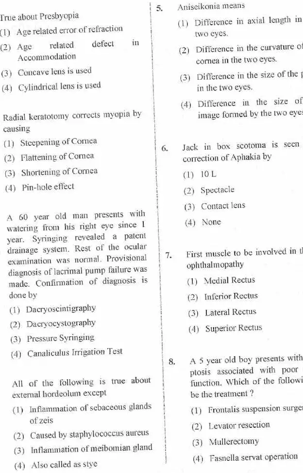 RPSC Asst. Professor Ophthalmology 2020 question paper page 1 instructions scan PDF download