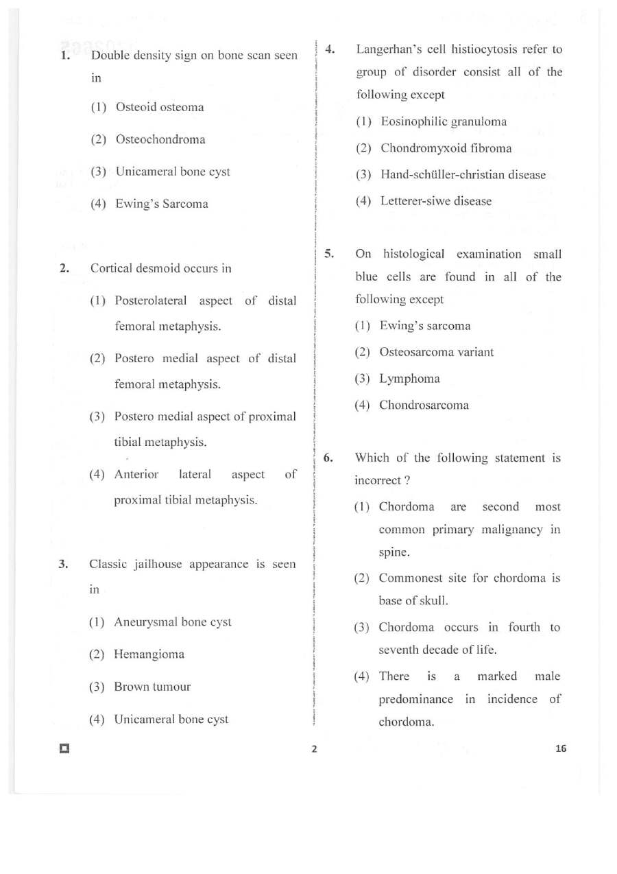 RPSC Asst. Professor Orthopaedics 2020 question paper page 1 instructions scan PDF download