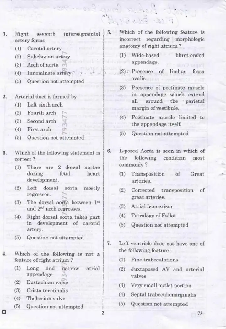 RPSC Asst. Professor 2024 Paediatric Cardiothoracic and Vascular Surgery question paper page 1 instructions scan PDF download