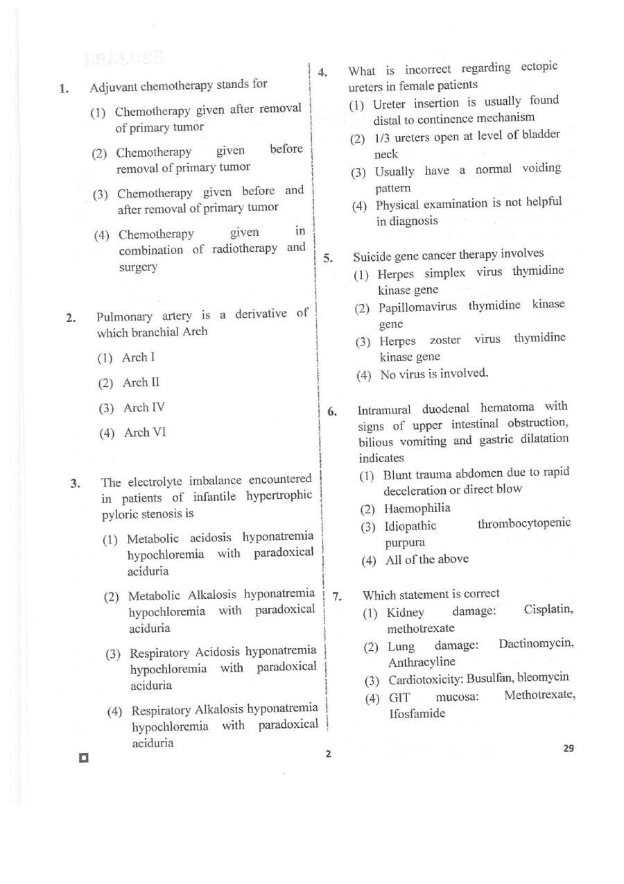 RPSC Asst. Professor Paediatric Surgery 2020 question paper page 1 instructions scan PDF download