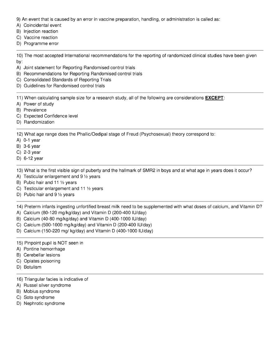 RPSC Asst. Professor Paediatrics question paper 2015 page 1 scan showing exam title and objective questions. PDF download available.