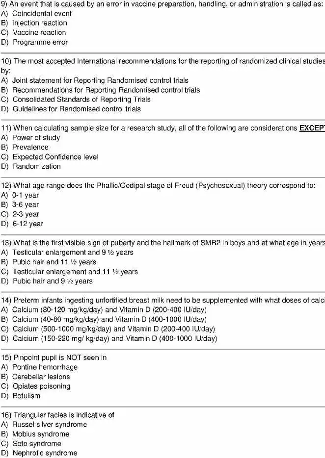 RPSC Asst. Professor Paediatrics question paper 2015 page 1 scan showing exam title and objective questions. PDF download available.