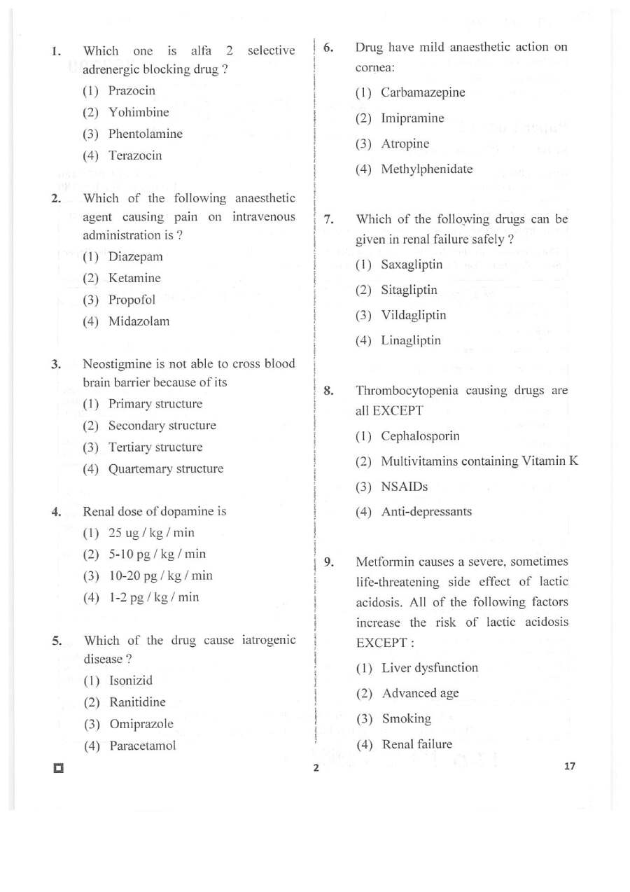 RPSC Asst. Professor Pharmacology 2020 question paper page 1 instructions scan PDF download. Includes exam header, paper code, marks, time, and candidate instructions in Hindi and English.