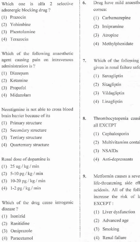 RPSC Asst. Professor Pharmacology 2020 question paper page 1 instructions scan PDF download. Includes exam header, paper code, marks, time, and candidate instructions in Hindi and English.