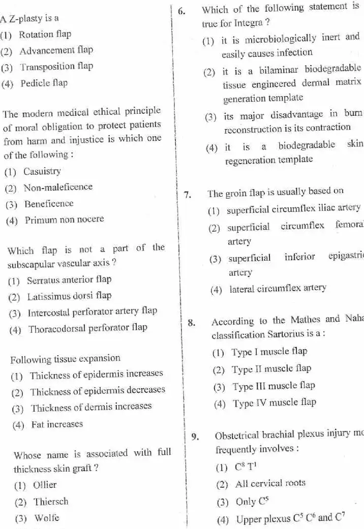 RPSC Asst. Professor Plastic and Reconstructive Surgery 2020 question paper page 1 instructions scan PDF download