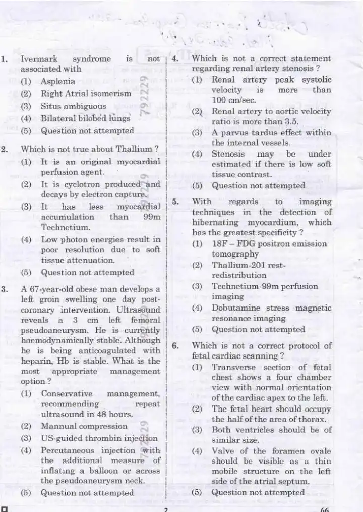 RPSC Asst. Professor Radio Diagnosis 2024 question paper page 1 instructions scan PDF download