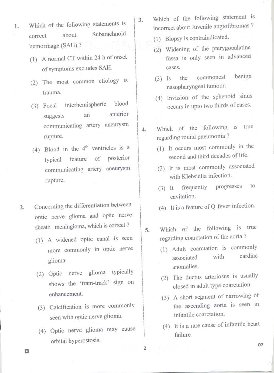RPSC Asst. Professor Radiodiagnosis 2020 question paper page 1 instructions scan PDF download