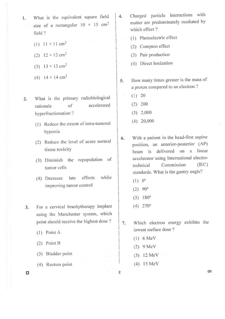 RPSC Asst. Professor Radiotherapy 2020 question paper page 1 instructions scan PDF download