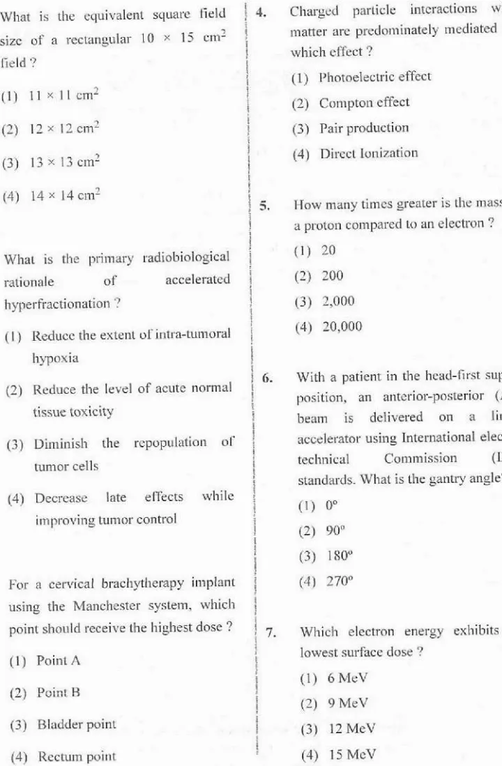 RPSC Asst. Professor Radiotherapy 2020 question paper page 1 instructions scan PDF download