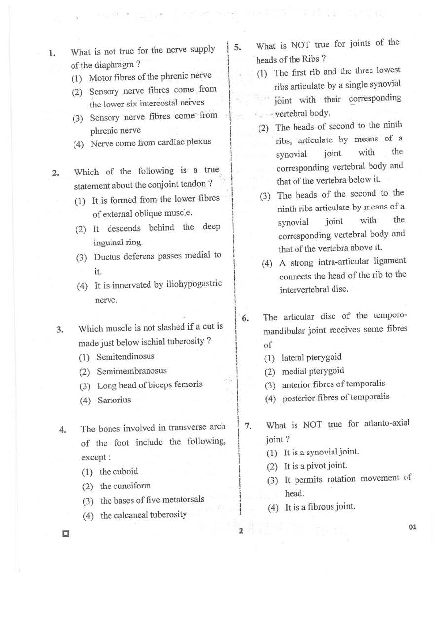 RPSC Asst. Professor & Sr. Demonstrator 2020 Anatomy question paper page 1 scan PDF download, featuring exam header and candidate instructions.