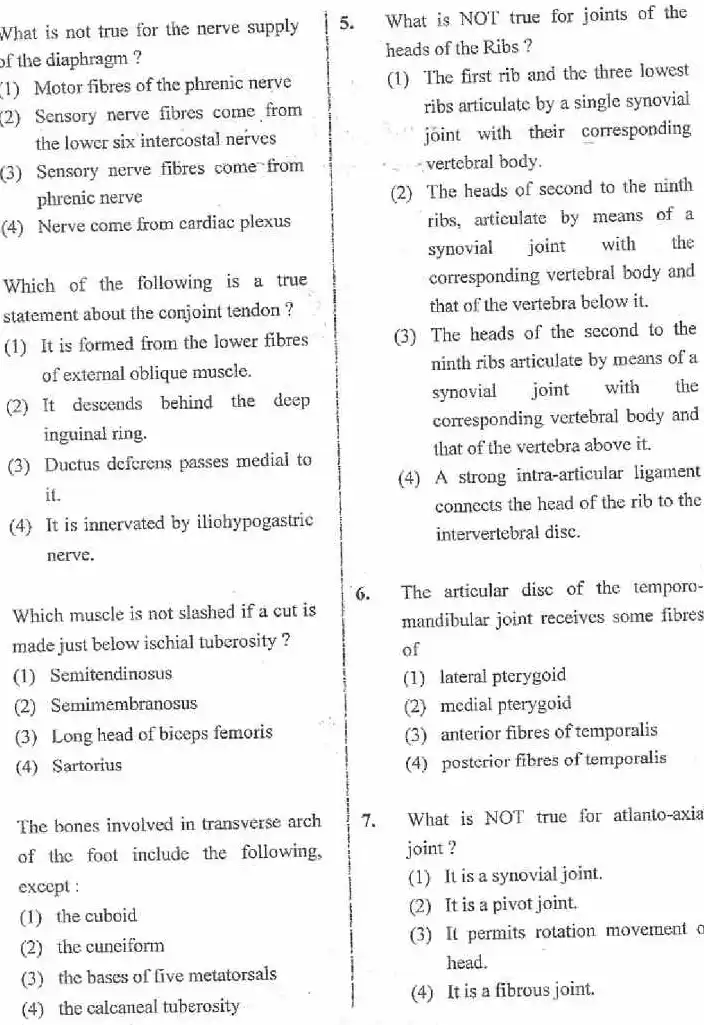 RPSC Asst. Professor & Sr. Demonstrator 2020 Anatomy question paper page 1 scan PDF download, featuring exam header and candidate instructions.