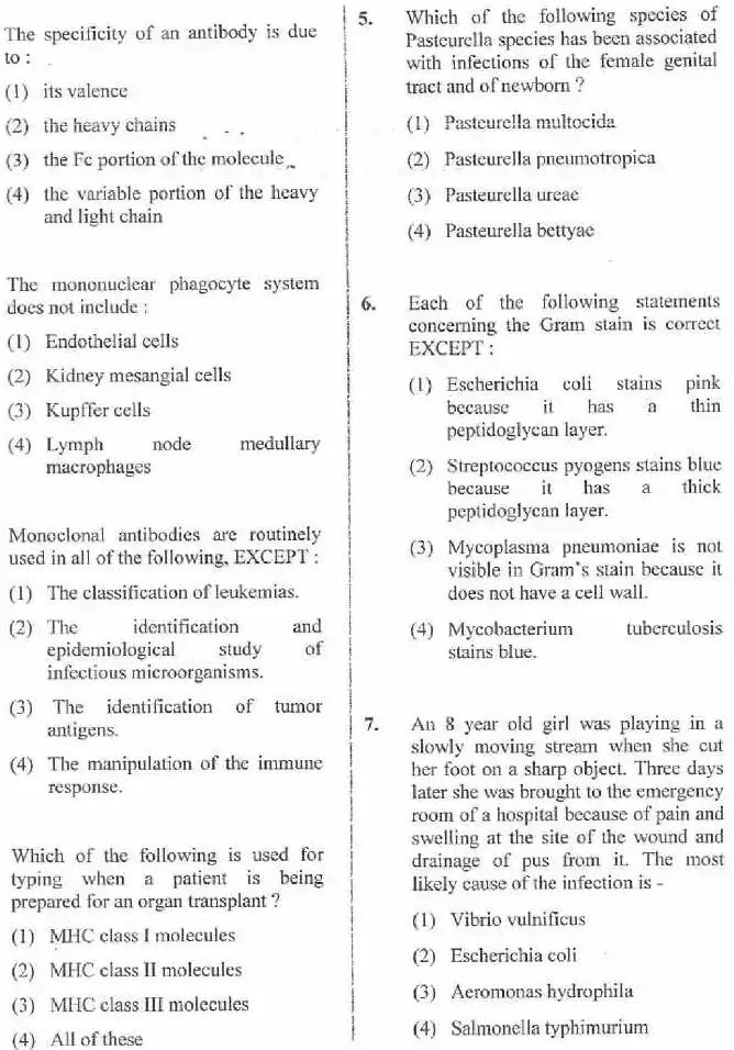 RPSC Asst. Professor and Sr. Demonstrator 2020 Microbiology question paper page 1 scan showing exam header and instructions PDF download