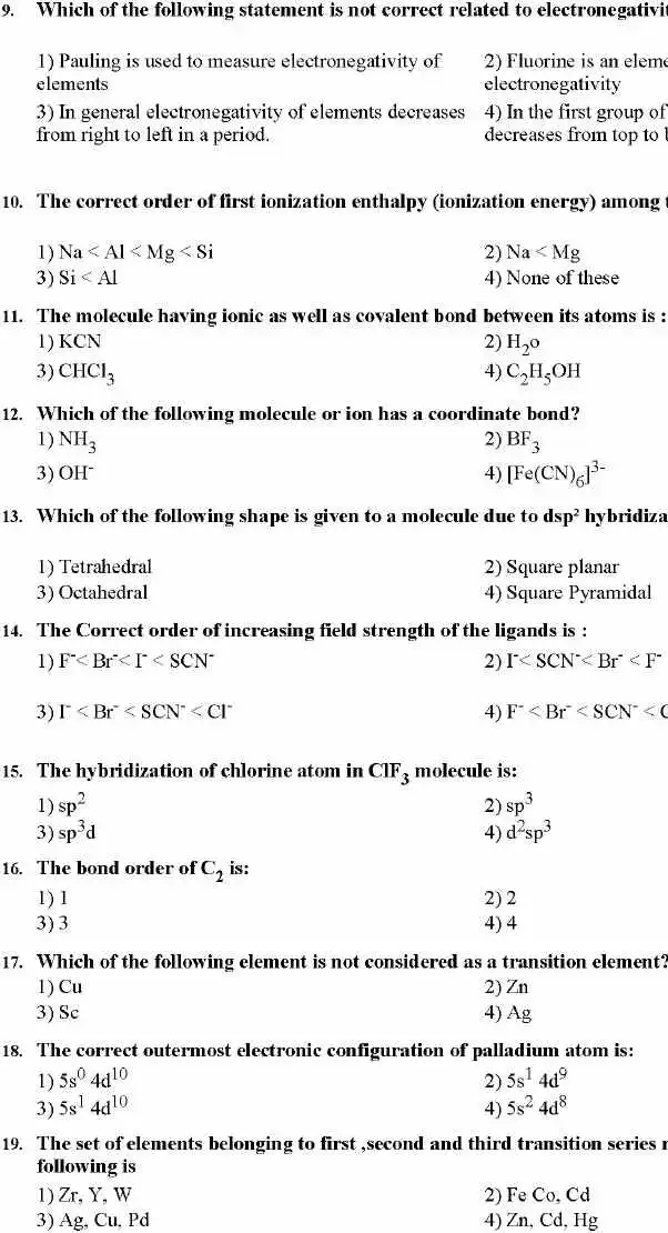 RPSC Chemist 2014 question paper page 1 scan PDF download, showing exam header and initial chemistry questions.