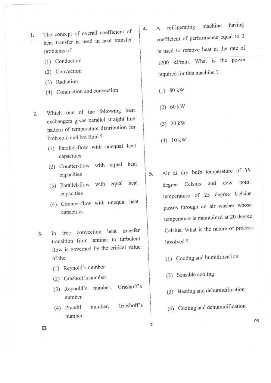 RPSC Inspector of Factories and Boilers 2020 question paper page 1 instructions scan PDF download