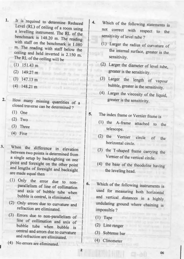 RPSC Lecturer Civil Engg. Paper II 2020 question paper page 1 instructions scan PDF download
