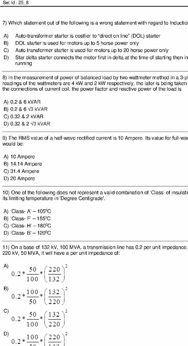RPSC Lecturer Electrical Engineering 2014 question paper page 1 instructions scan PDF download