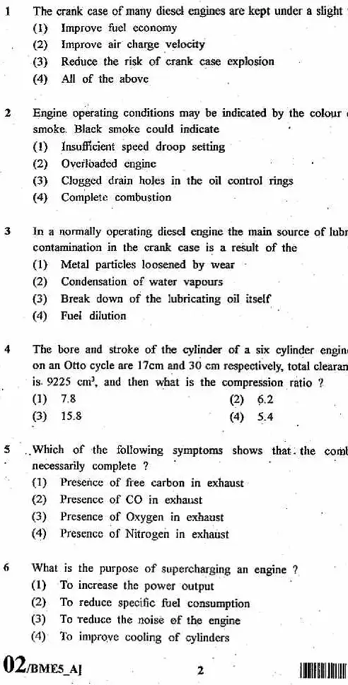 RPSC Lecturer Mechanical Engineering 2011 question paper page 1 instructions scan PDF download
