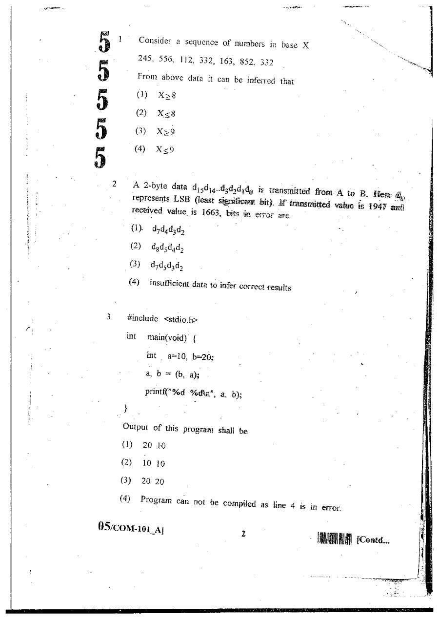 RPSC Lecturer Computer Engineering 2011 question paper page 1 instructions scan PDF download