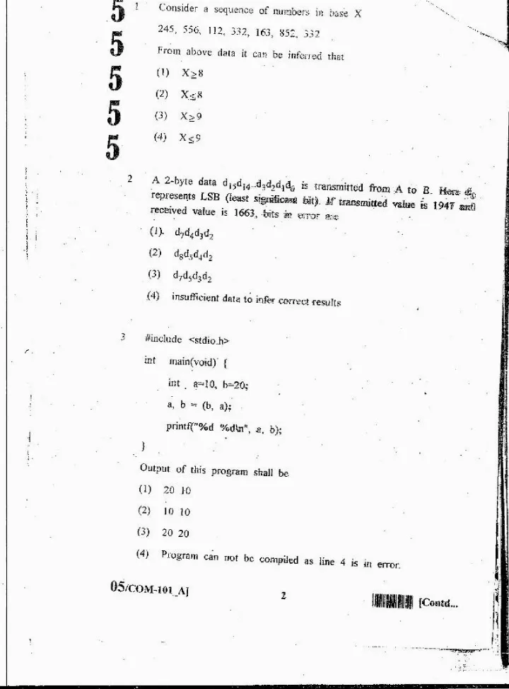 RPSC Lecturer Computer Engineering 2011 question paper page 1 instructions scan PDF download
