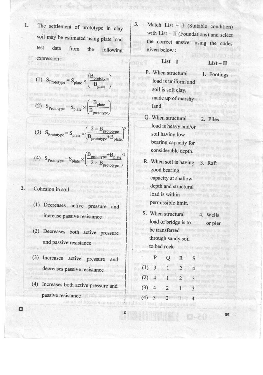 RPSC Lecturer Civil Engg. Paper-I 2020 question paper page 1 instructions scan PDF download