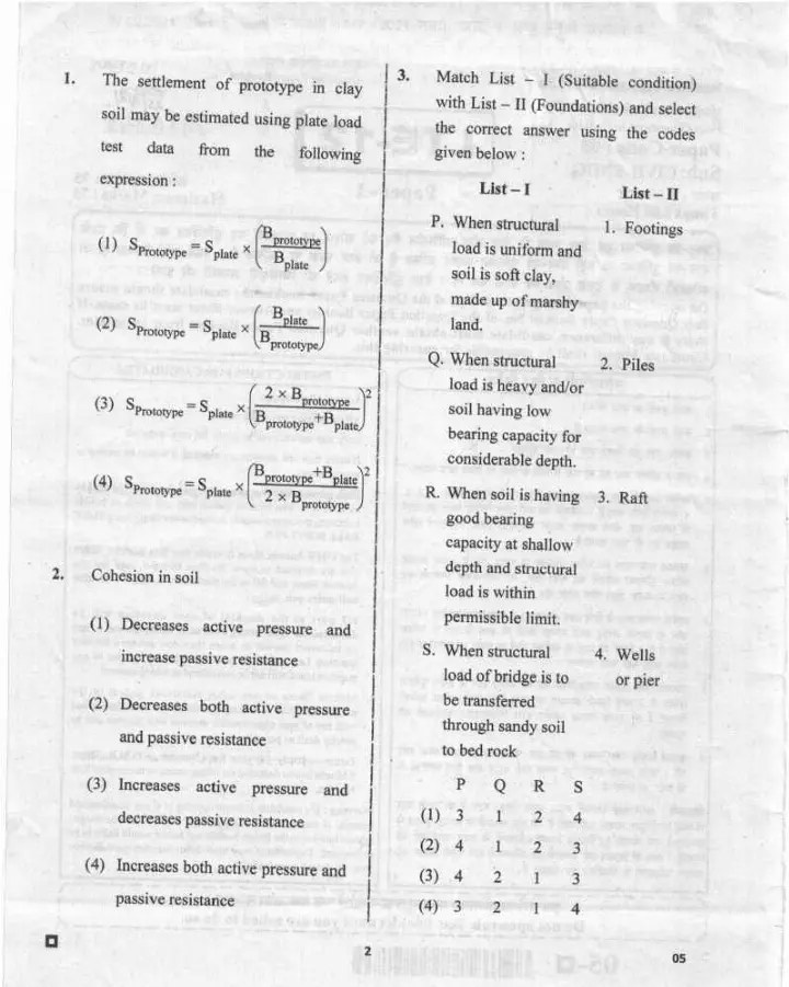 RPSC Lecturer Civil Engg. Paper-I 2020 question paper page 1 instructions scan PDF download
