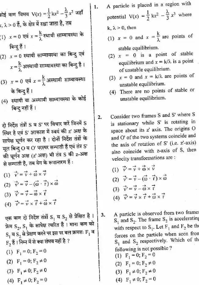 RPSC Lecturer (Tech. Edu.) Exam 2020 Physics Paper II question paper page 1 instructions scan PDF download