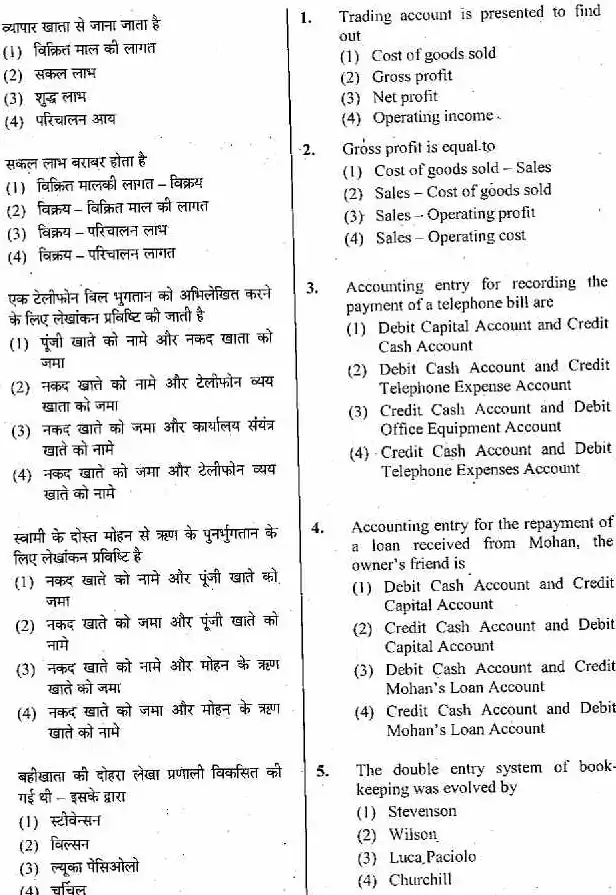 RPSC School Lecturer Commerce 2015 question paper page 1 instructions scan PDF download
