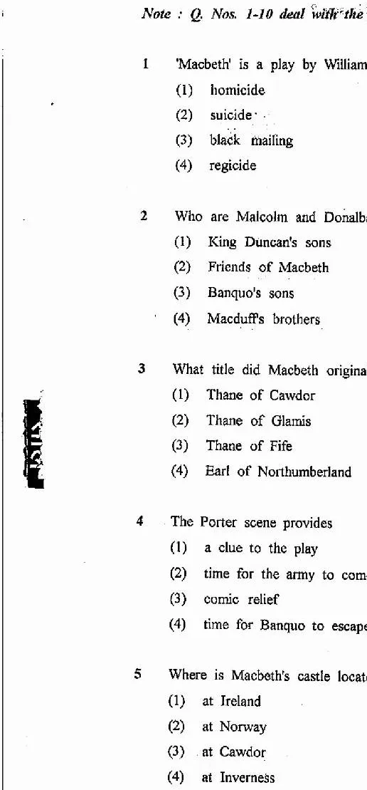RPSC School Lecturer English 2011 question paper page 1 instructions scan PDF download